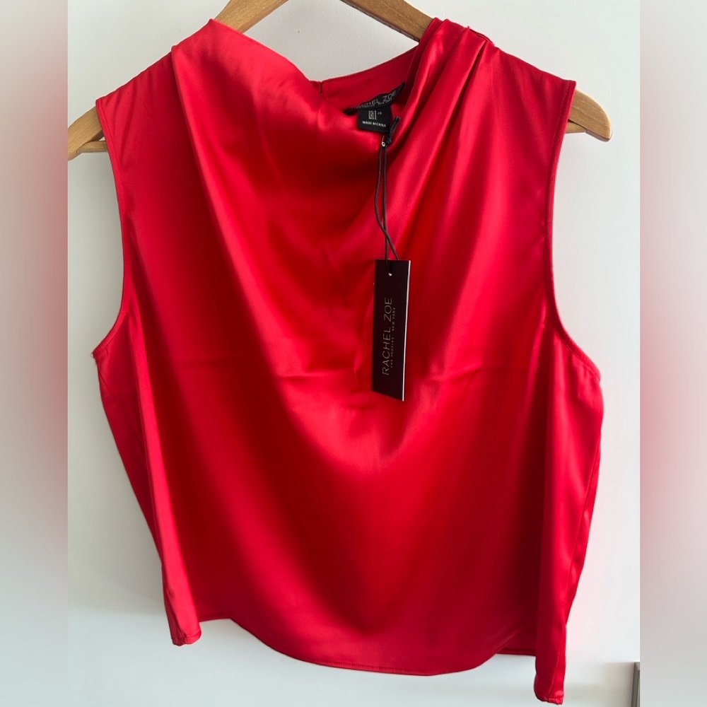 Rachel Zoe Womens Dark Orange Satin Sleeveless Shell Top
